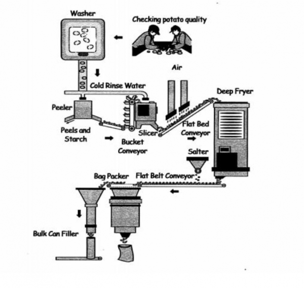 The diagram below shows how potato chips are made.Summarise the